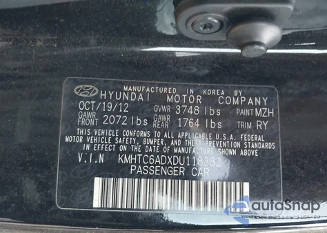 2013 Hyundai Veloster Base W/Gray from USA, damaged, VIN KMHTC6ADXDU118382